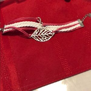 Silver and leather bracelet